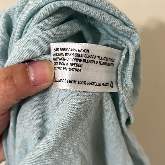 A New Day Smocked Sleeveless High Low Linen Blend Tank Top Size Small - Picture 6 of 6